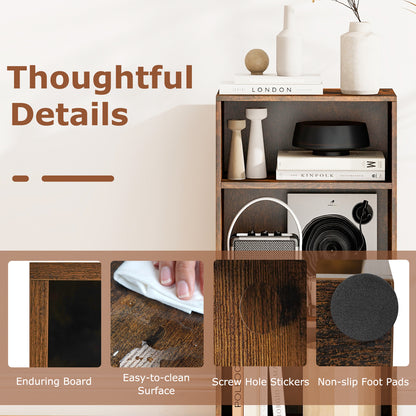 3 Open Shelf Bookcase Modern Storage Display Cabinet, Rustic Brown Bookcases at Gallery Canada