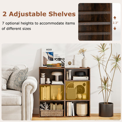 3 Open Shelf Bookcase Modern Storage Display Cabinet, Rustic Brown Bookcases at Gallery Canada