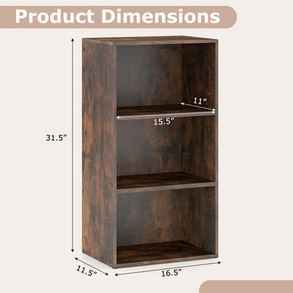 3 Open Shelf Bookcase Modern Storage Display Cabinet, Rustic Brown Bookcases at Gallery Canada