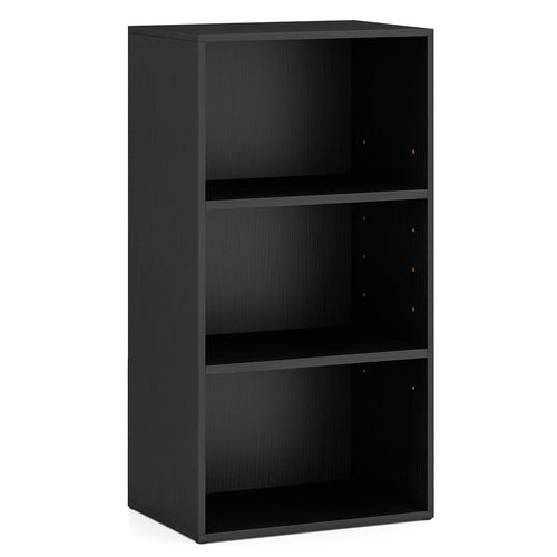 3 Open Shelf Bookcase Modern Storage Display Cabinet, Black