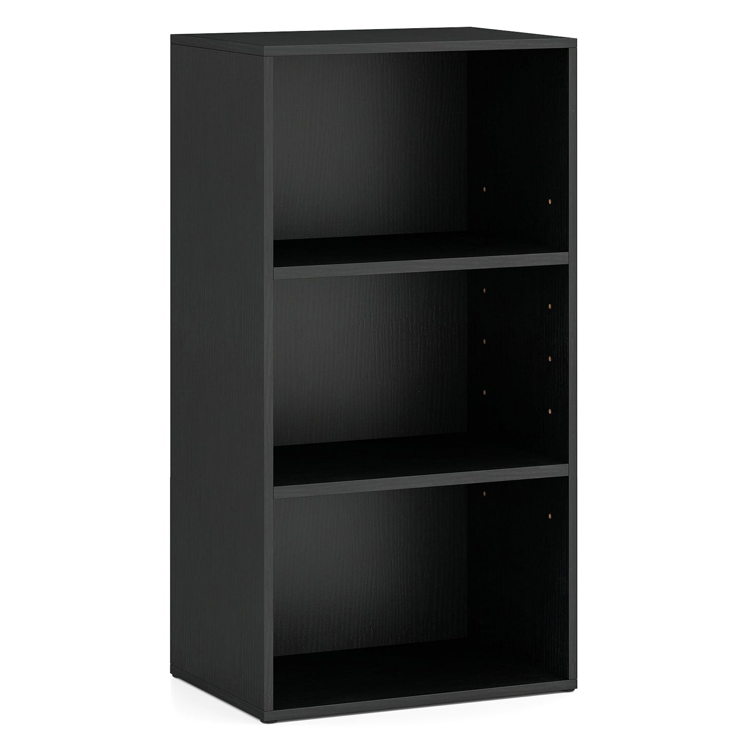3 Open Shelf Bookcase, Modern Storage Display Cabinet, Black