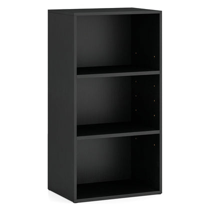 3 Open Shelf Bookcase, Modern Storage Display Cabinet, Black