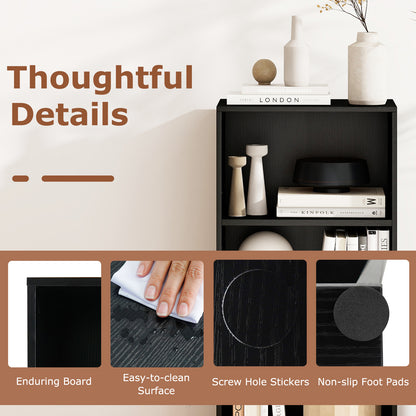 3 Open Shelf Bookcase Modern Storage Display Cabinet, Black Bookcases at Gallery Canada