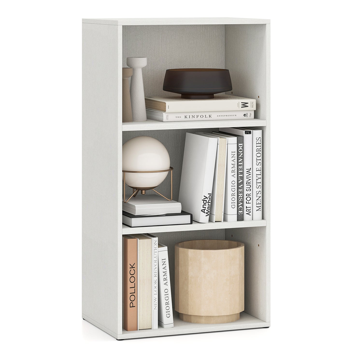 Modern 3 Open Shelf Bookcase Display Cabinet, White Bookcases at Gallery Canada