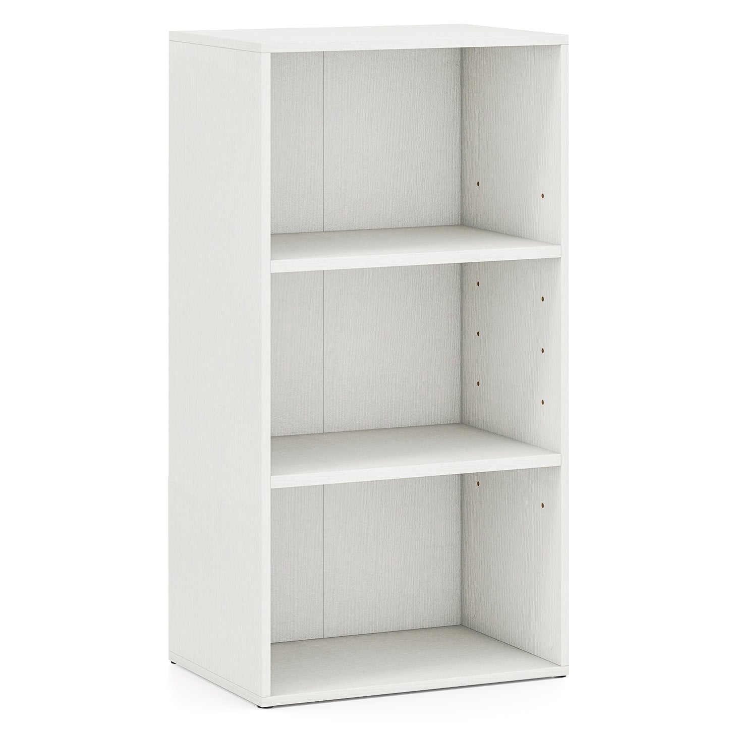 Modern 3 Open Shelf Bookcase Display Cabinet, White