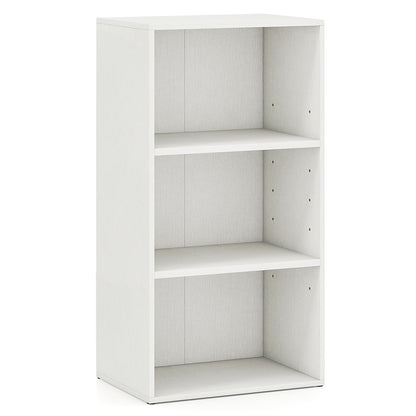 Modern 3 Open Shelf Bookcase Display Cabinet, White