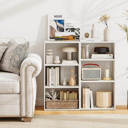 Modern 3 Open Shelf Bookcase Display Cabinet, White