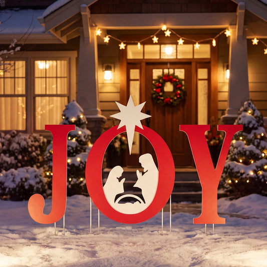 3 PCS Nativity Christmas Yard Sign Set with Angels, Red Christmas Decor & Accessories Red at Gallery Canada