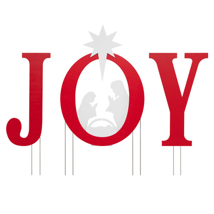3 PCS Nativity Christmas Yard Sign Set with Angels, Red