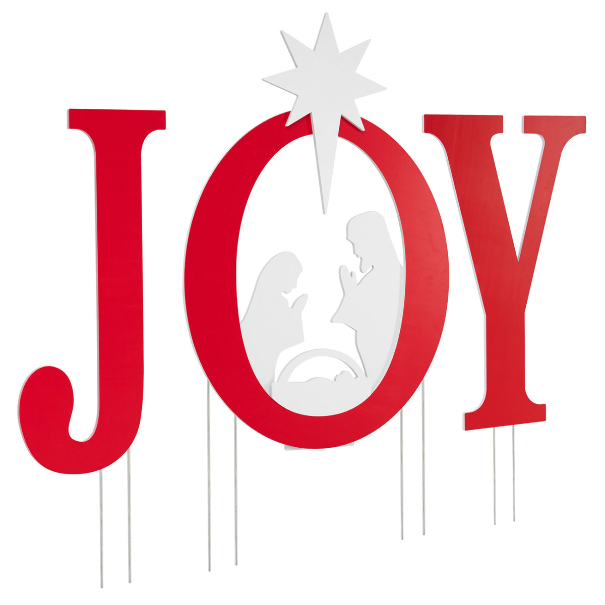 3 PCS Nativity Christmas Yard Sign Set with Angels, Red