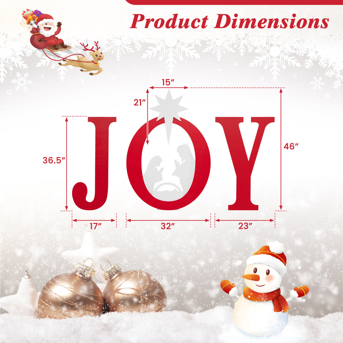 3 PCS Nativity Christmas Yard Sign Set with Angels, Red