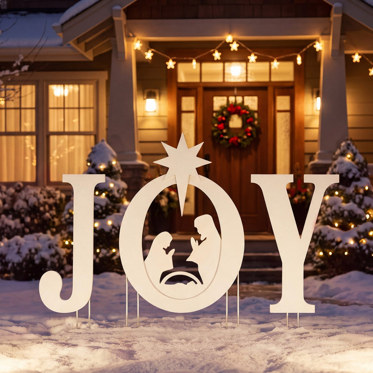 3 Pcs Christmas Nativity Yard Sign Set, White