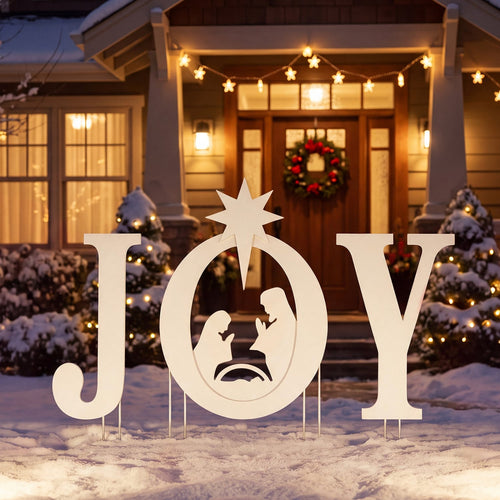 3 Pcs Christmas Nativity Yard Sign Set, White