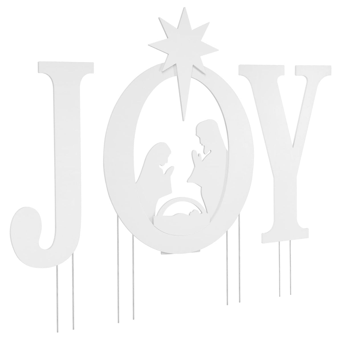 3 Pcs Christmas Nativity Yard Sign Set, White