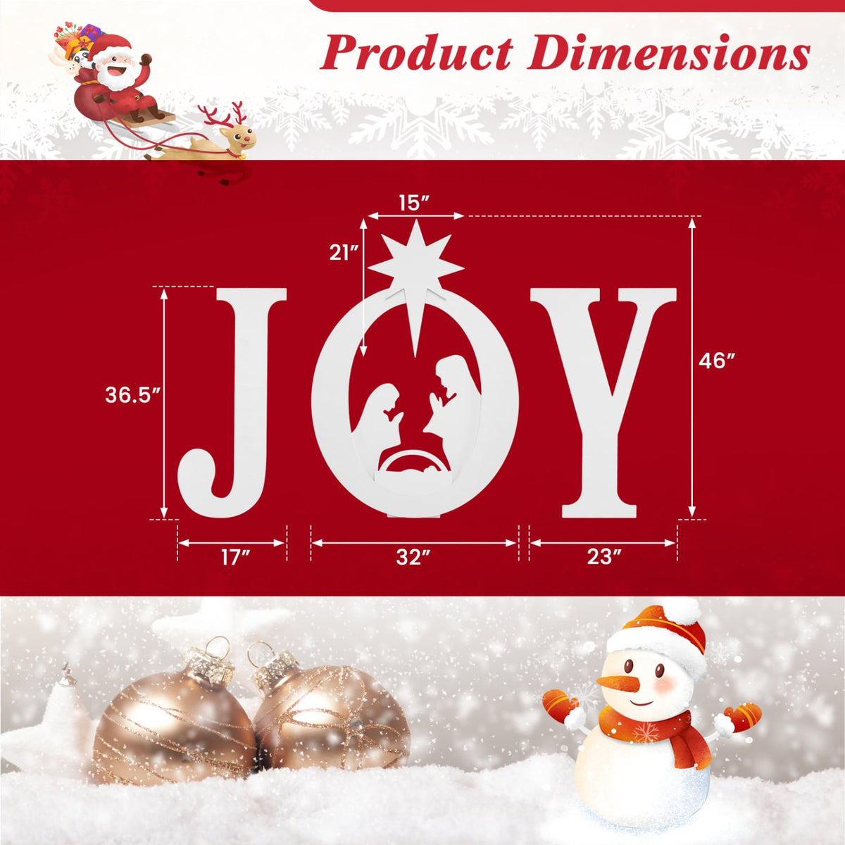 3 Pcs Christmas Nativity Yard Sign Set, White