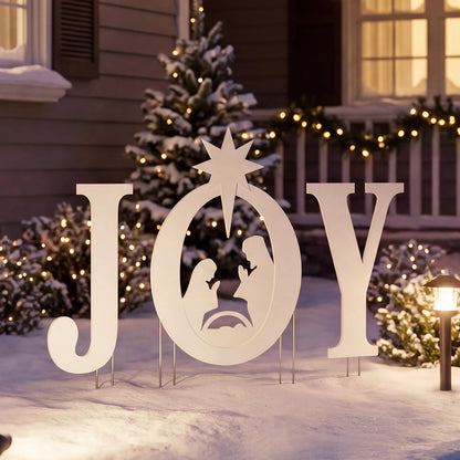 3 Pcs Christmas Nativity Yard Sign Set, White