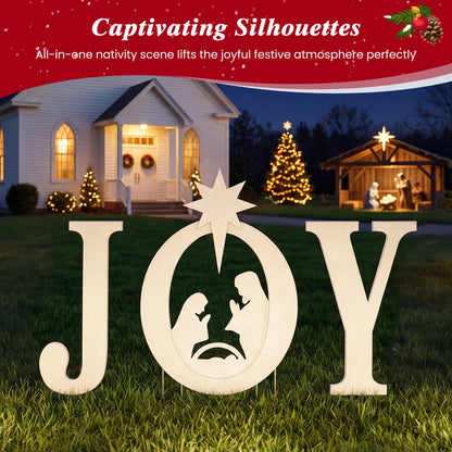 3 Pcs Christmas Nativity Yard Sign Set, White
