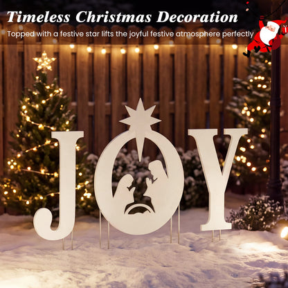 3 Pcs Christmas Nativity Yard Sign Set, White
