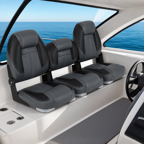 3-Pack Folding Boat Seats with 28D Soft Sponge Padding, Black
