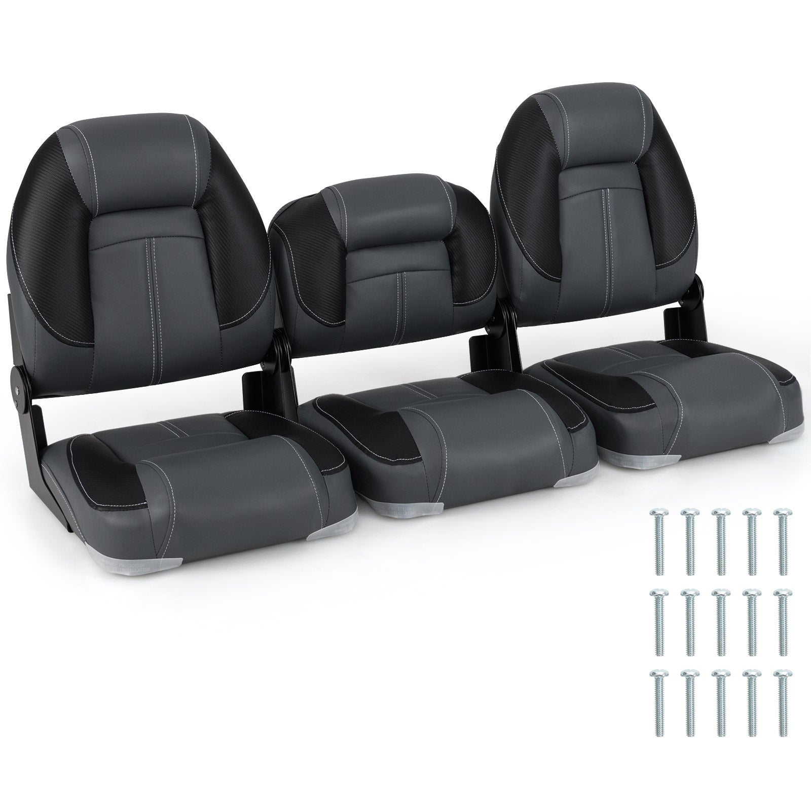 3-Pack Folding Boat Seats with 28D Soft Sponge Padding, Black Surfing Black at Gallery Canada