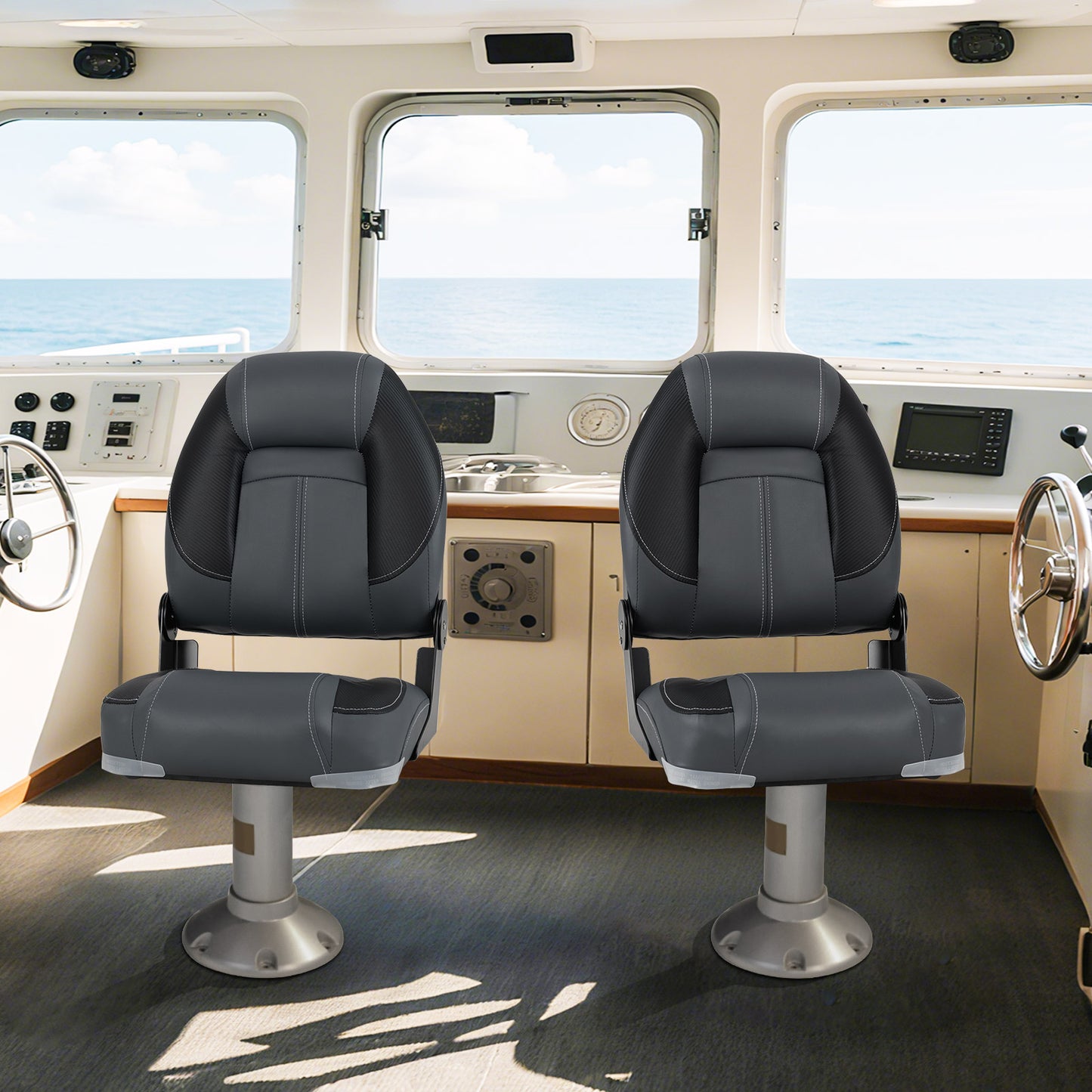 3-Pack Folding Boat Seats with 28D Soft Sponge Padding, Black Surfing at Gallery Canada