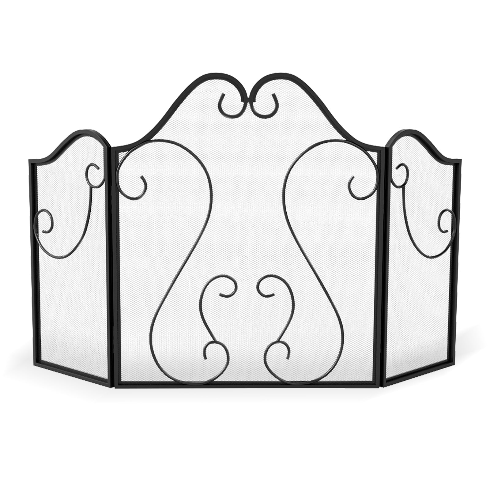 3 Panel Fireplace Screen Foldable Spark Guard Cover with Decorative Scroll Fireplace Tools Options at Gallery Canada