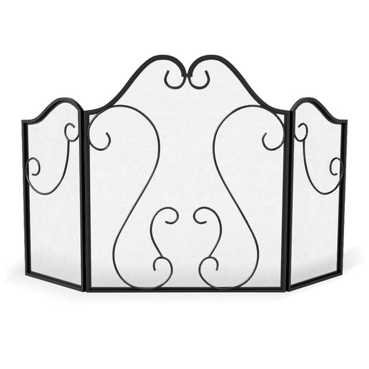 3 Panel Fireplace Screen Foldable Spark Guard Cover with Decorative Scroll Fireplace Tools Options at Gallery Canada
