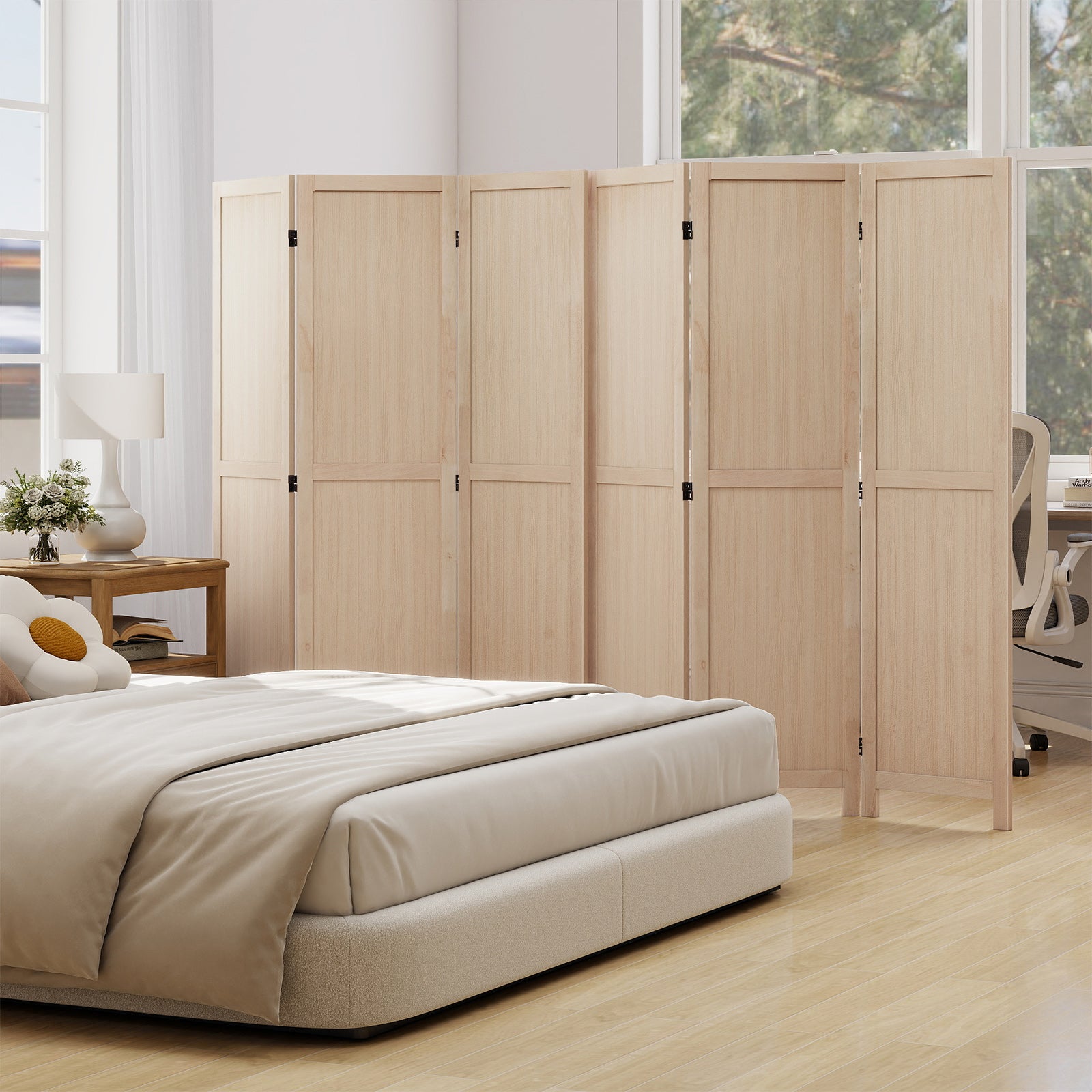 3 Panel Folding Room Divider for Home Office Bedroom Restaurant, Beige Room Dividers at Gallery Canada