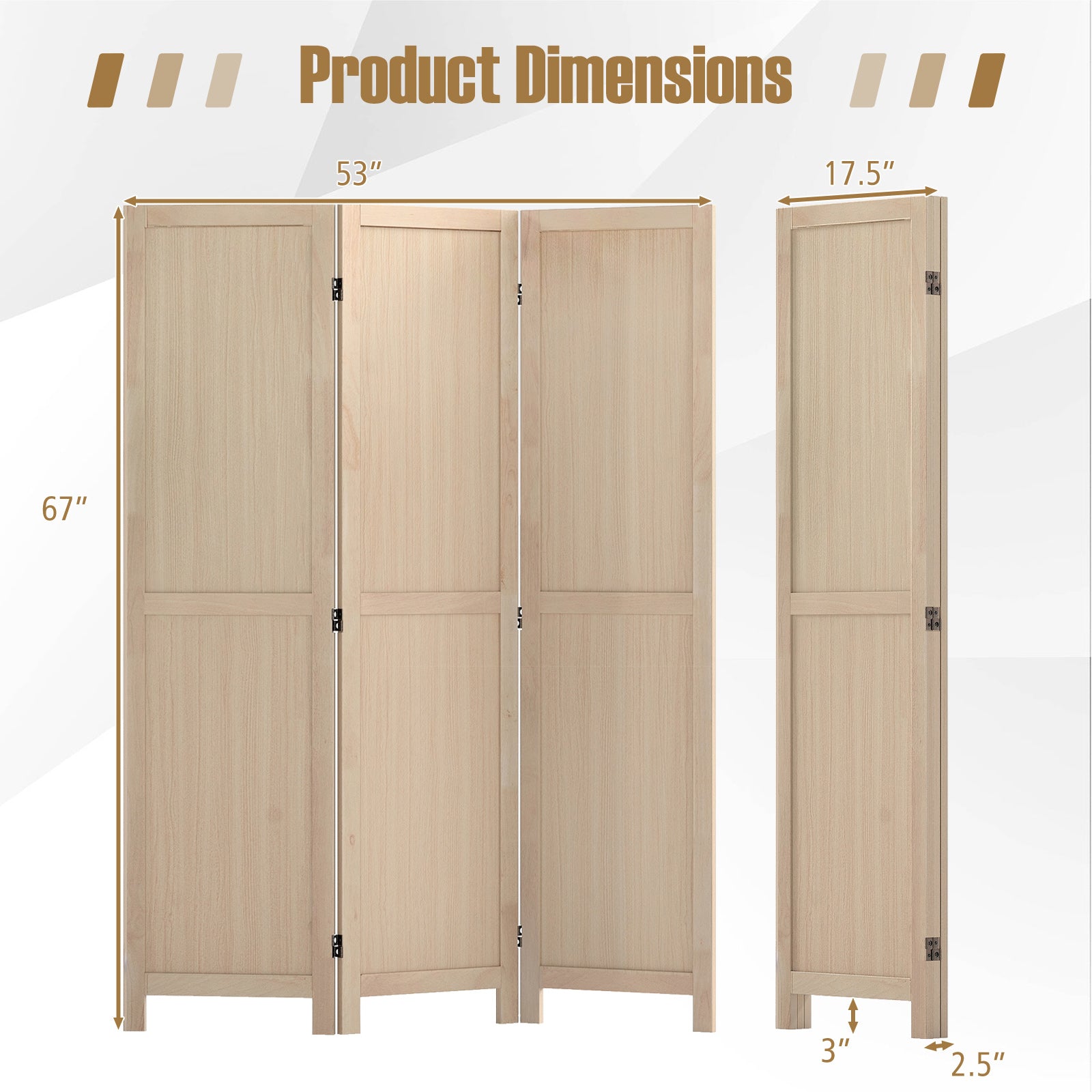 3 Panel Folding Room Divider for Home Office Bedroom Restaurant, Beige Room Dividers at Gallery Canada