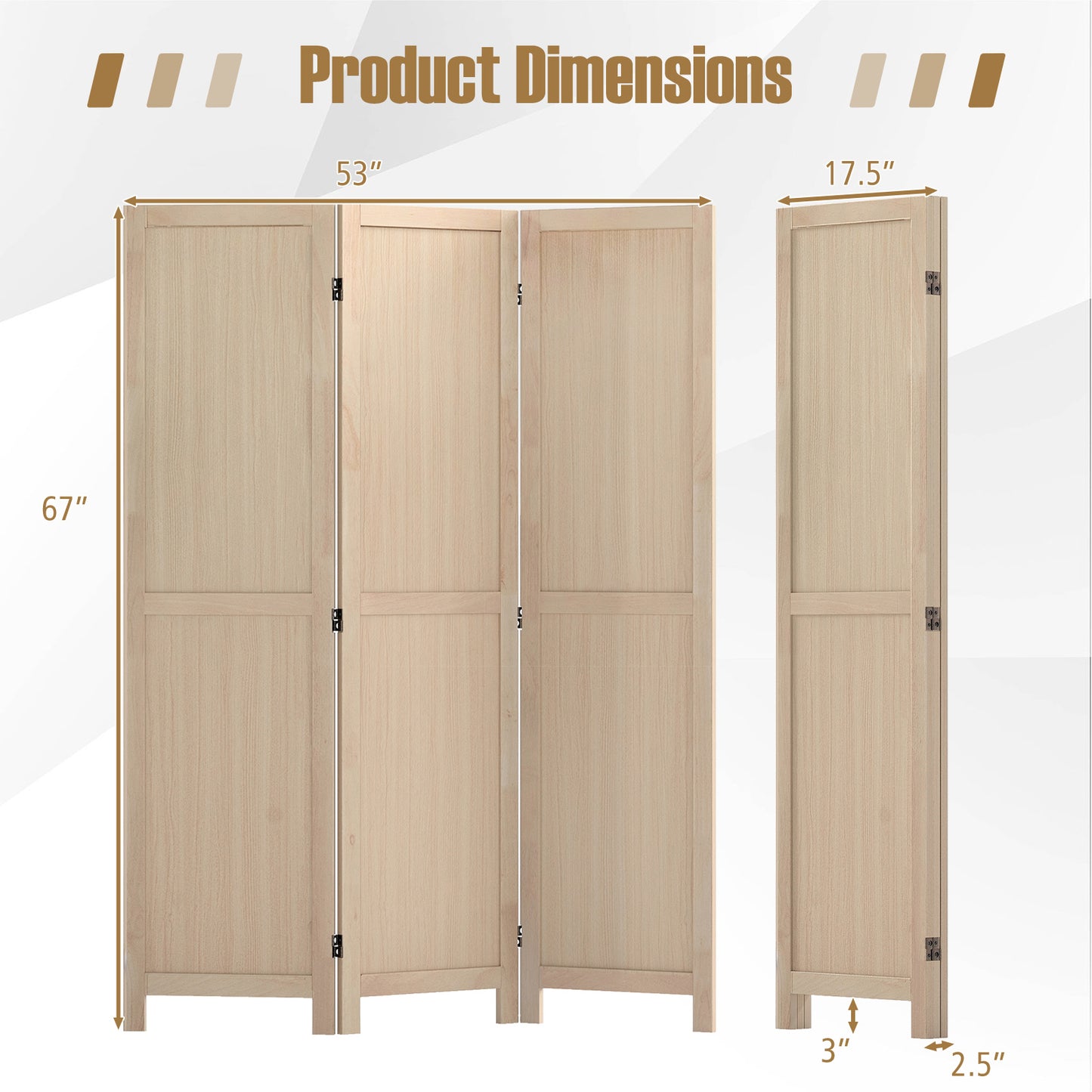 3 Panel Folding Room Divider for Home Office Bedroom Restaurant, Beige Room Dividers at Gallery Canada