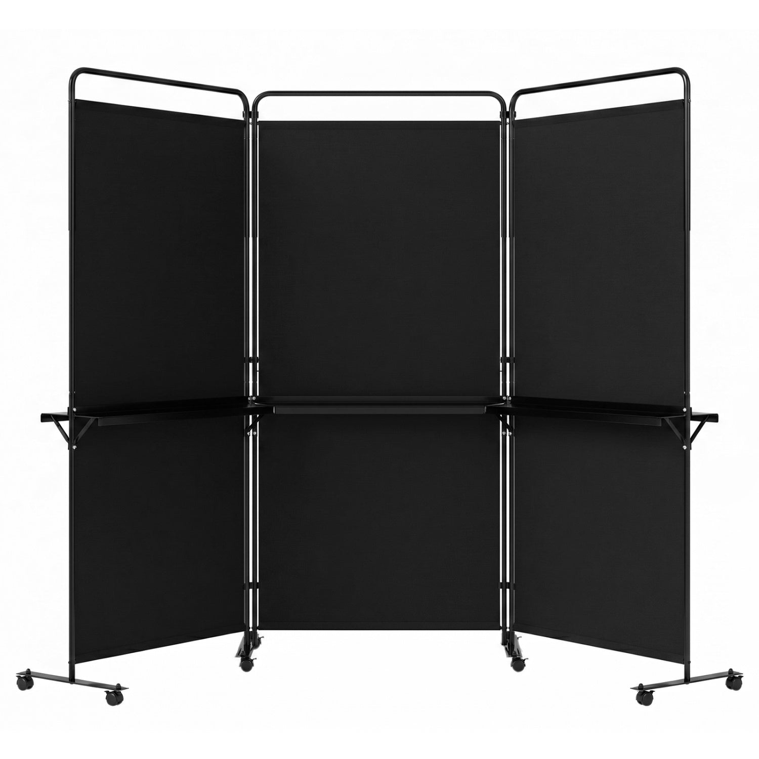 3-Panel Room Divider With Shelves, 6 FT Tall, Black Room Dividers at Gallery Canada