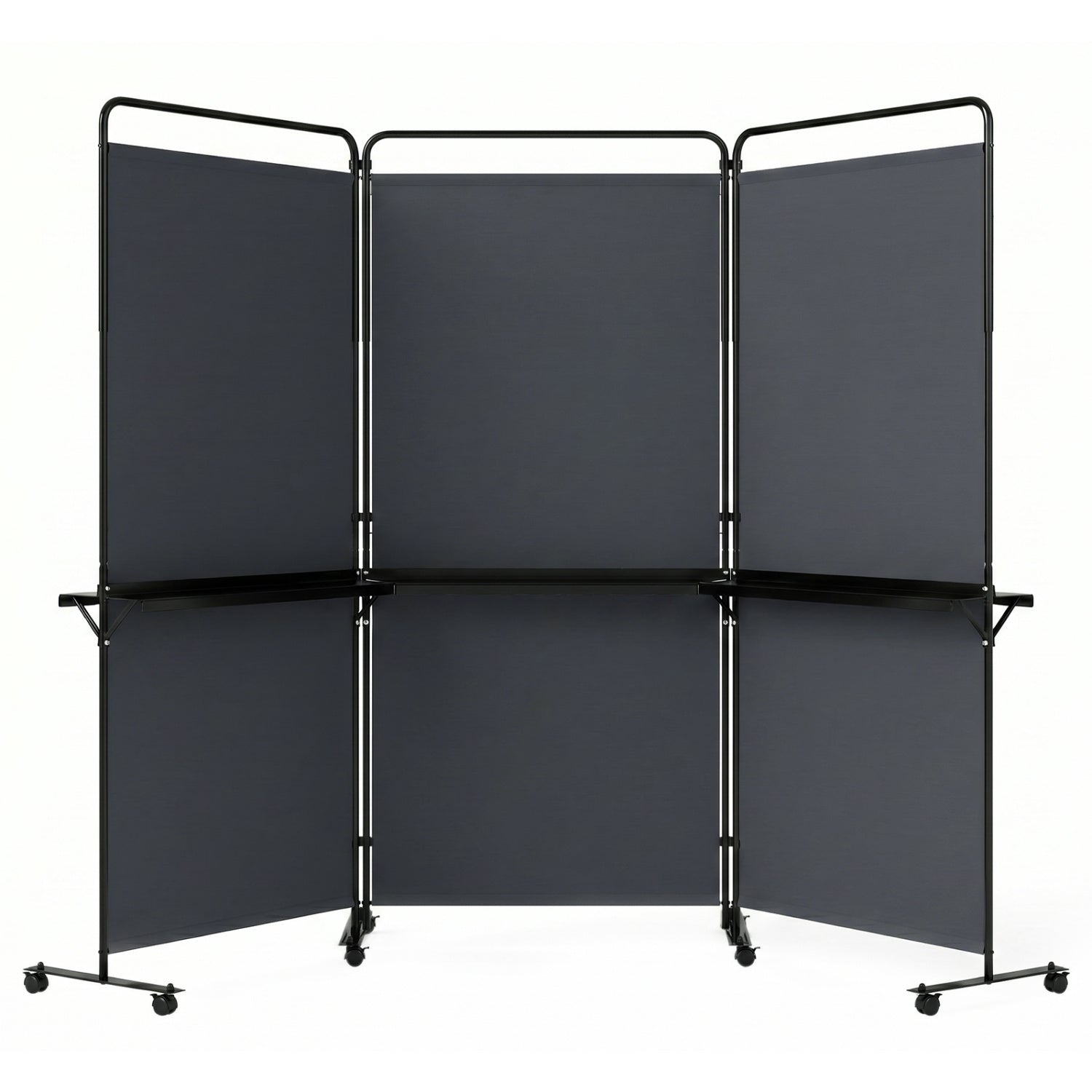 3-Panel Room Divider with Shelves, 6 FT Tall, Gray Room Dividers at Gallery Canada