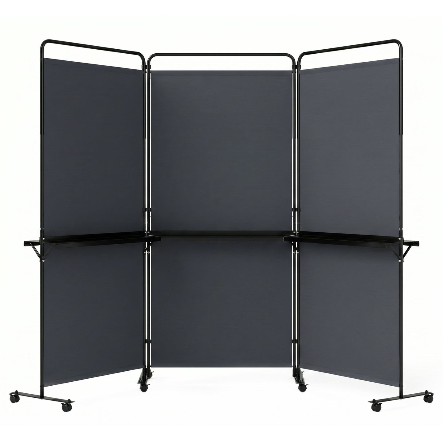 3-Panel Room Divider with Shelves, 6 FT Tall, Gray Room Dividers at Gallery Canada