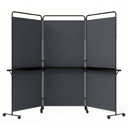 3-Panel Room Divider with Shelves, 6 FT Tall, Gray Room Dividers at Gallery Canada