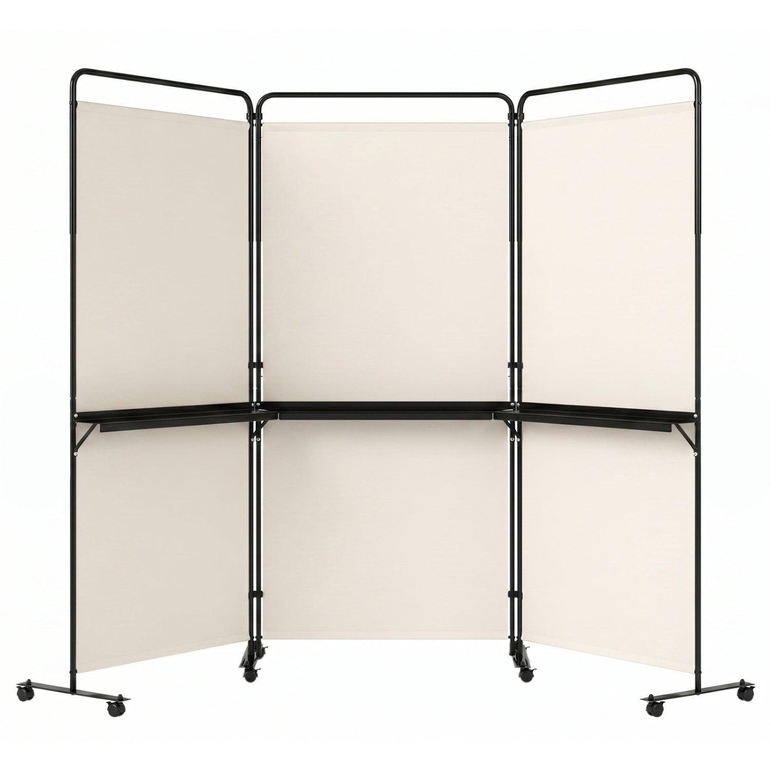6 FT Folding Room Divider with Shelves, Locking Wheels, White Room Dividers at Gallery Canada