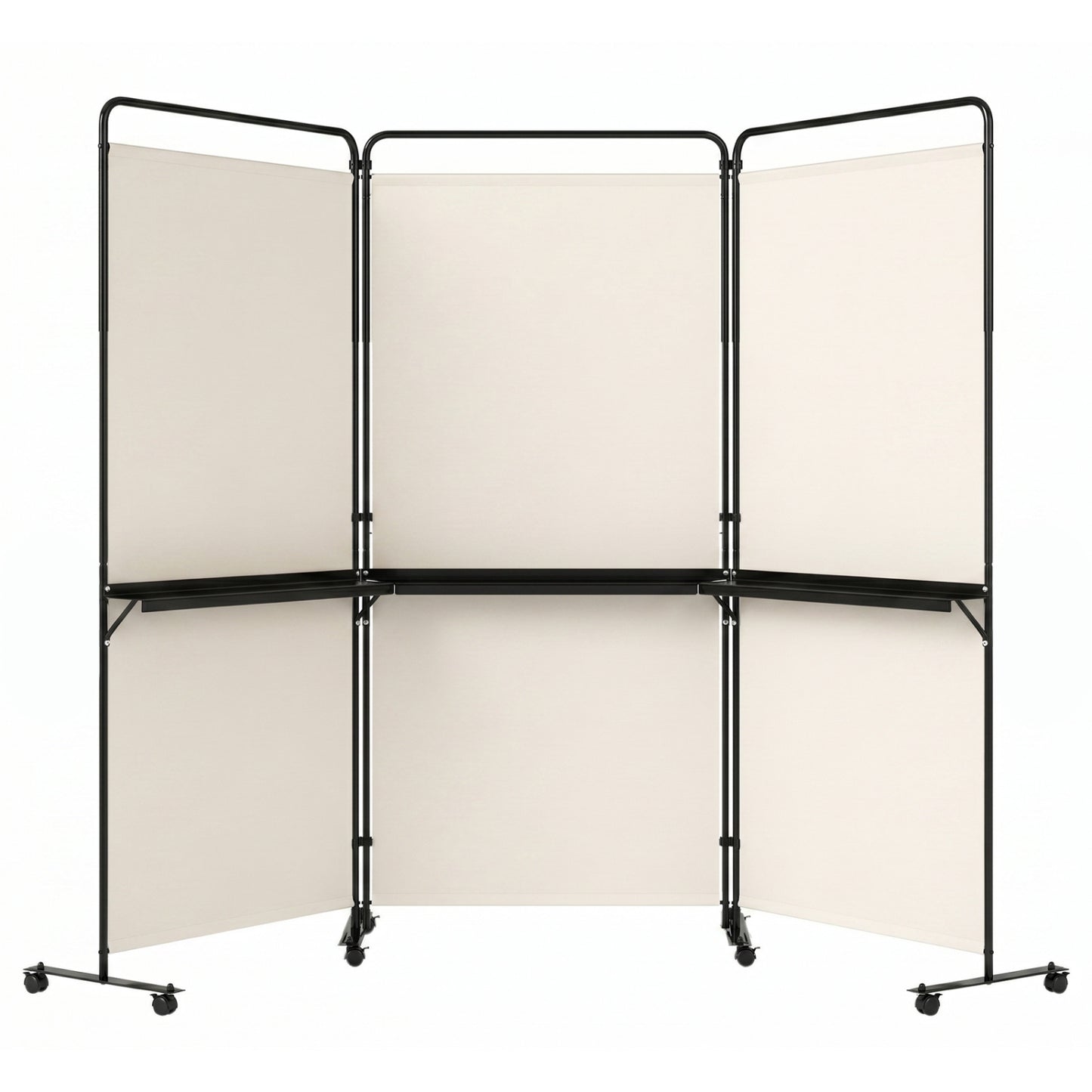 6 FT Folding Room Divider with Shelves, Locking Wheels, White Room Dividers at Gallery Canada