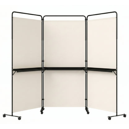 6 FT Folding Room Divider with Shelves, Locking Wheels, White Room Dividers at Gallery Canada