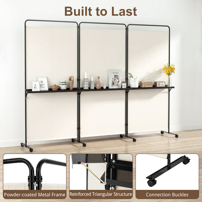 6 FT Folding Room Divider with Shelves, Locking Wheels, White Room Dividers at Gallery Canada
