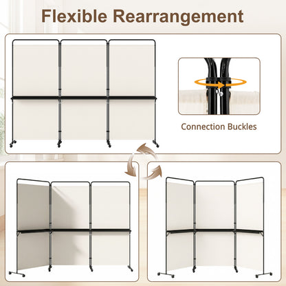 6 FT Folding Room Divider with Shelves, Locking Wheels, White Room Dividers at Gallery Canada