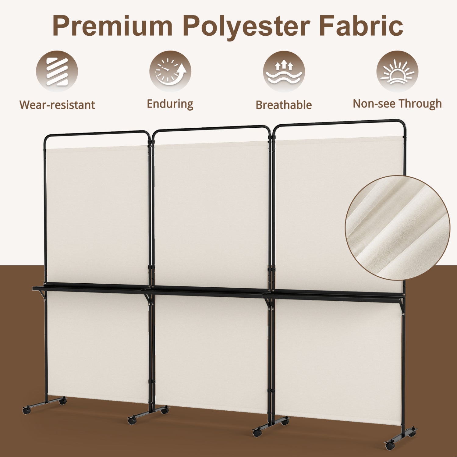 6 FT Folding Room Divider with Shelves, Locking Wheels, White Room Dividers at Gallery Canada