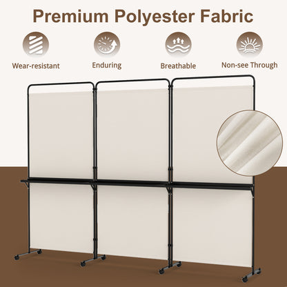 6 FT Folding Room Divider with Shelves, Locking Wheels, White Room Dividers at Gallery Canada