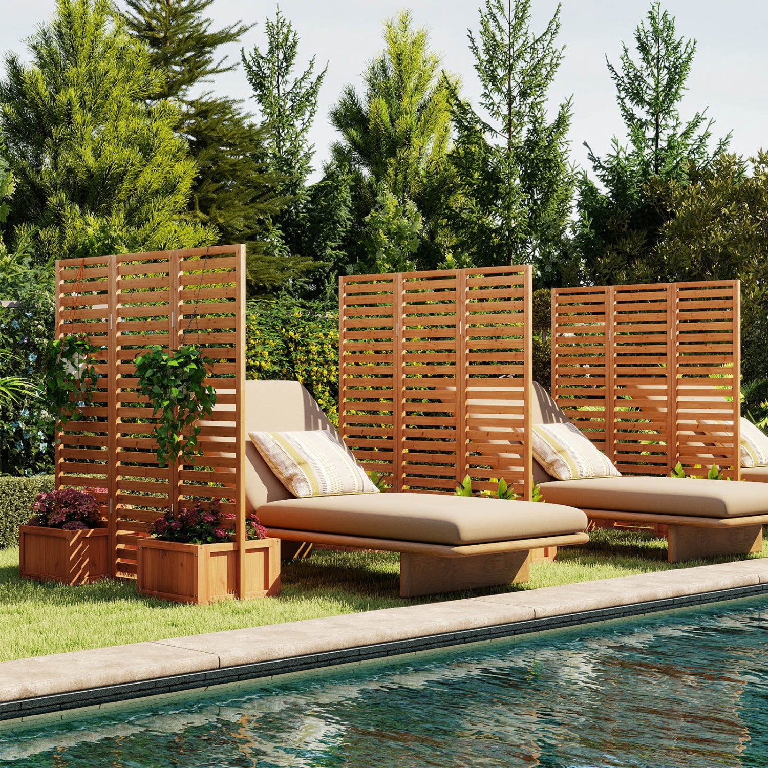 3-Panel Solid Wood Frame Freestanding Garden Fence with 2 Self-Draining Planter Boxes, Yellow Raised Garden Beds at Gallery Canada