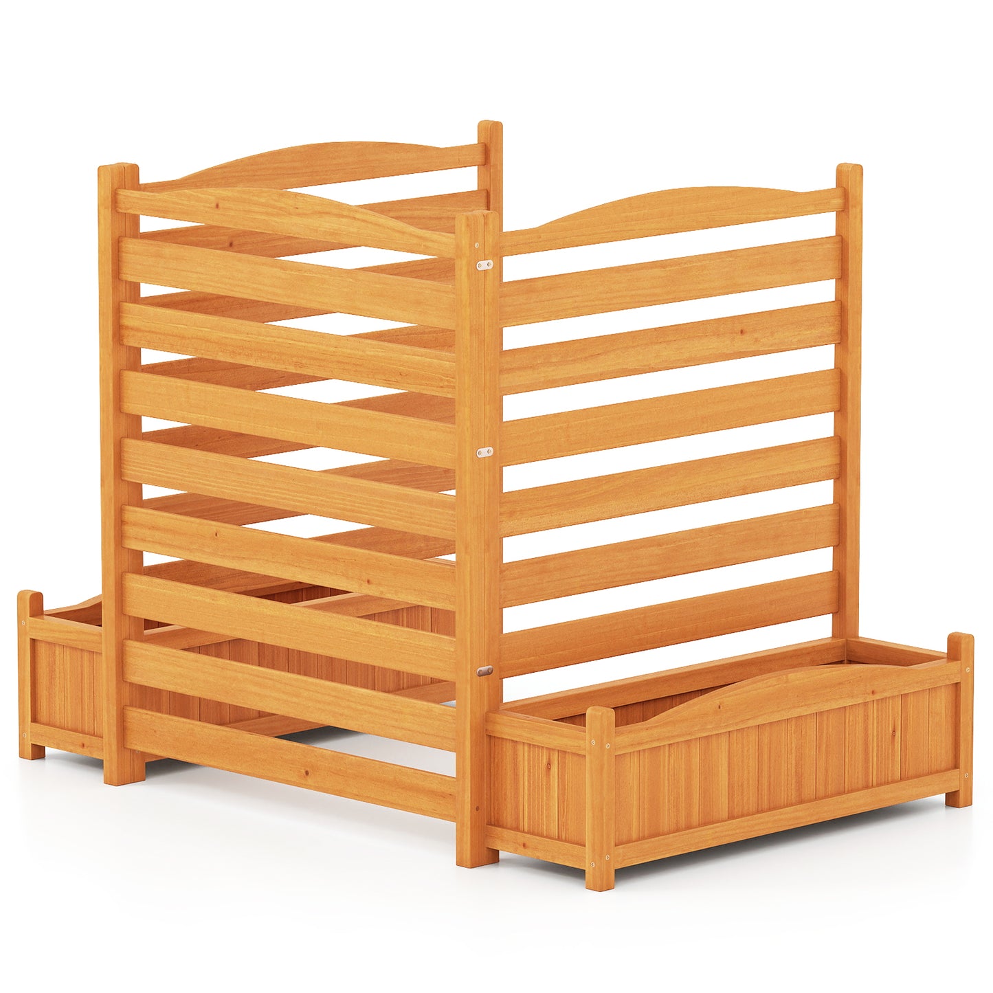 3-Panel Wood Air Conditioner Fence with Planter Box Freestanding Privacy Screen, Yellow Raised Garden Beds at Gallery Canada
