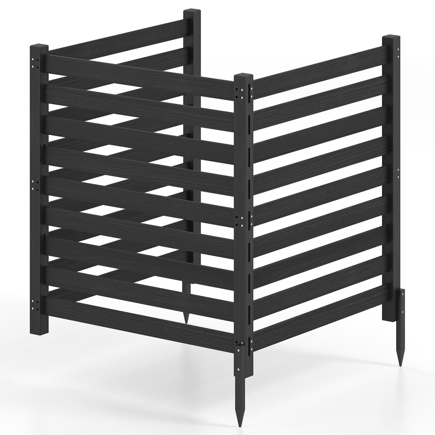 Clôture de confidentialité en bois, 3 panneaux, noir