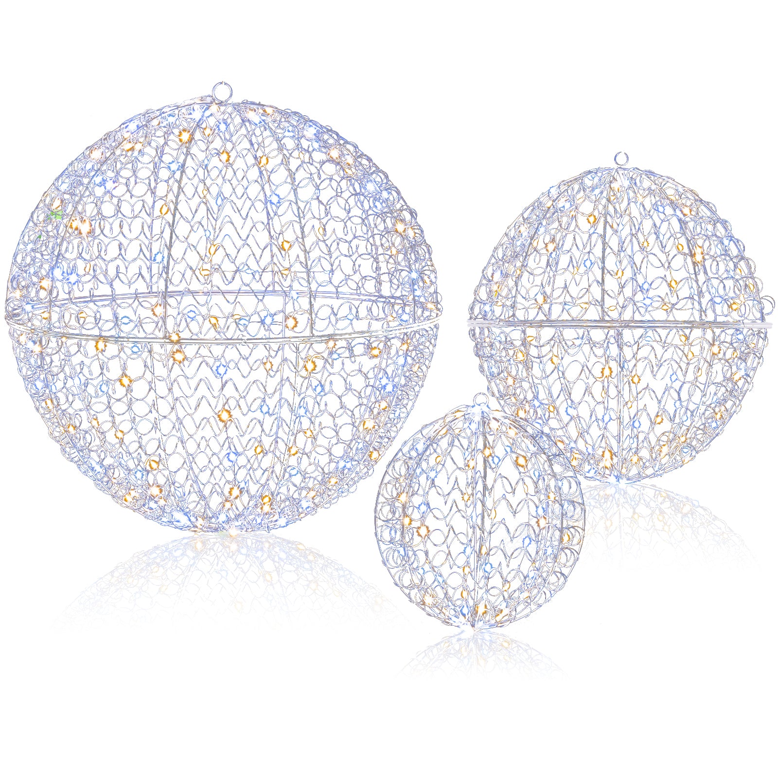 3 Pcs Large Christmas Balls, Metal Sphere Lights, 435 LEDs Christmas Decor & Accessories Options at Gallery Canada