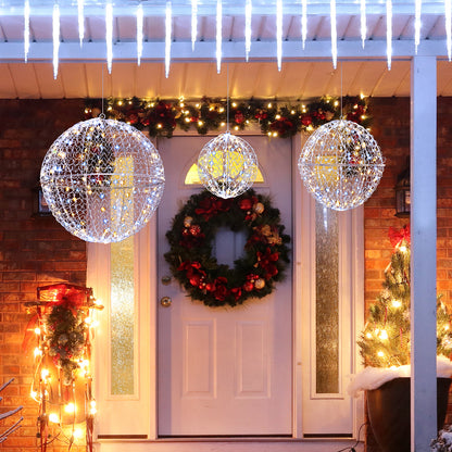3 Pcs Large Christmas Balls, Metal Sphere Lights, 435 LEDs Christmas Decor & Accessories at Gallery Canada