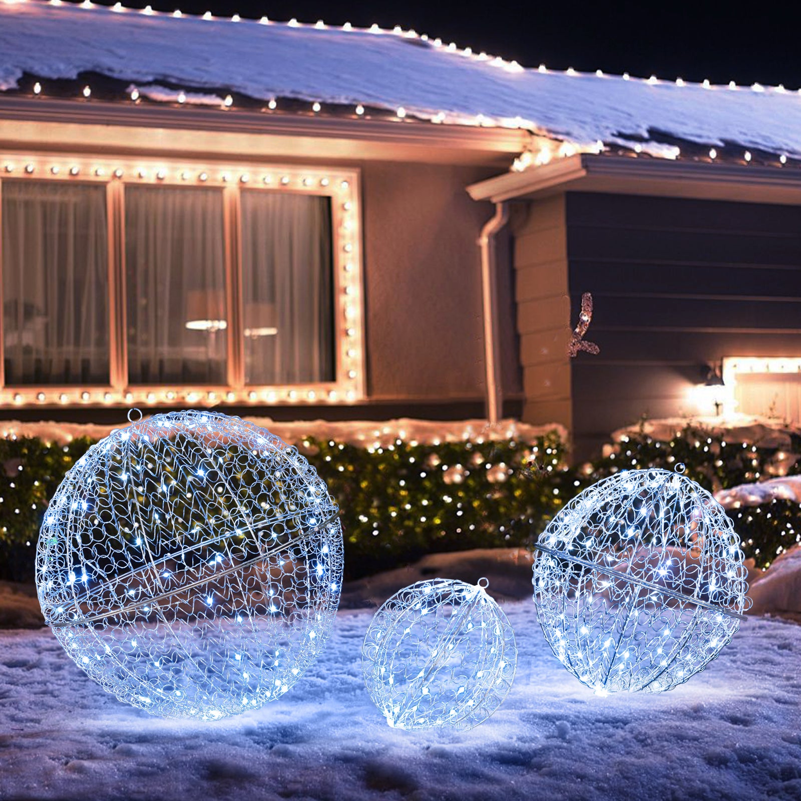 3 Pcs Large Christmas Balls, Metal Sphere Lights, 435 LEDs Christmas Decor & Accessories at Gallery Canada
