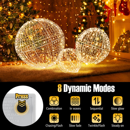 3 Pcs Large Christmas Balls, Metal Sphere Lights, 435 LEDs Christmas Decor & Accessories at Gallery Canada