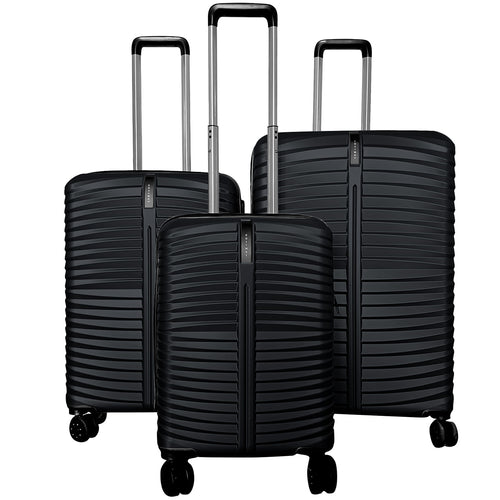 3-Piece 20/24/28 Inch Lightweight Hardside Luggage Set with 8-Spinner Wheels, Black