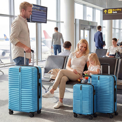 3-Piece 20/24/28 Inch Lightweight Hardside Luggage Set with 8-Spinner Wheels, Blue Kids Luggage at Gallery Canada